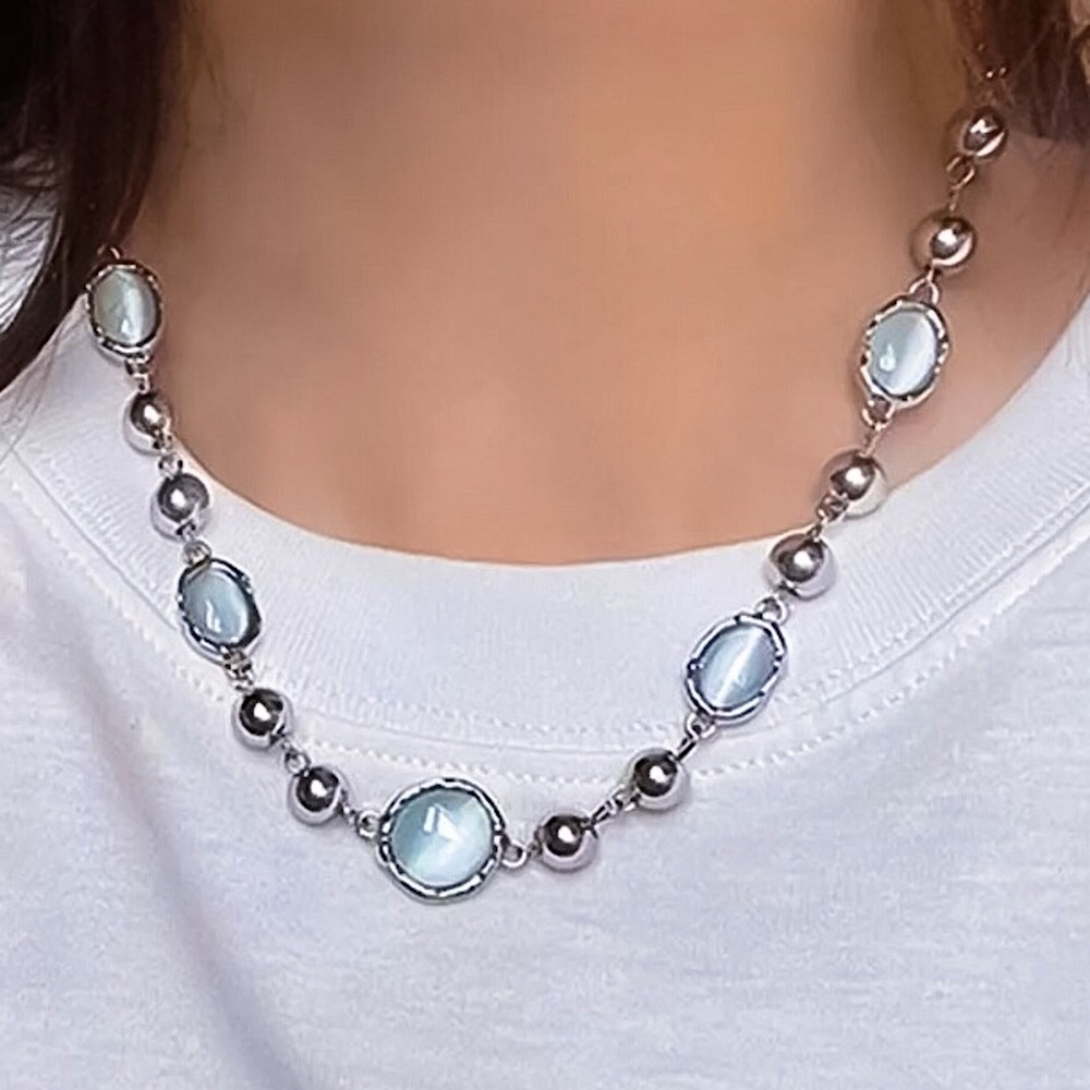 ⚜️𝟯𝟬%𝗢𝗙𝗙 𝗯𝘂𝗻𝗱𝗹𝗲𝘀 𝟯+⚜️ NEW Moonstone Trendy Silver Necklace
